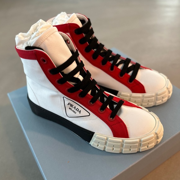 PRADA Colorblock High-top Canvas Sneaker. - Picture 1 of 9